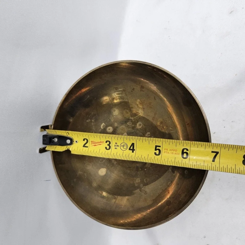 VINTAGE  ZY India World Gift‎ Brass Footed Pedestal Bowl BRASS ETCHED